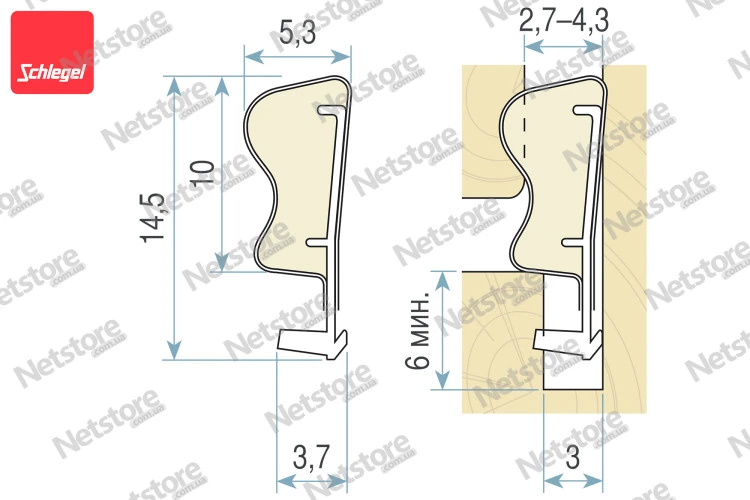 Уплотнитель для межкомнатных дверей Schlegel Q-LON 3072
