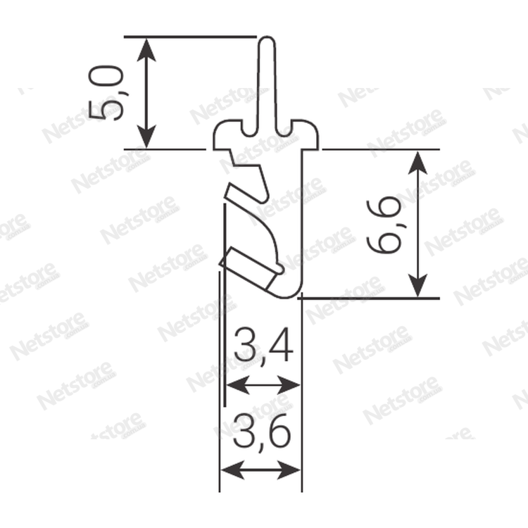 Точное сечение Schlegel DX 1403 (LT 1403): размеры 5,0; 6,6; 3,4 и 3,6 мм