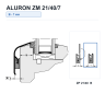 Схема встановлення заглушки Aluron ZM 21/40/7 - кліпса ZP 21/40 у положенні B, 7 мм