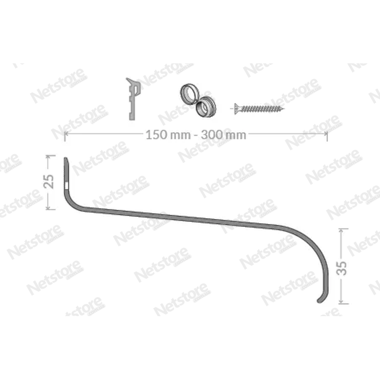 Сечение Aluron Soft Line 150-300 мм, края 25 и 35 мм и системный крепеж
